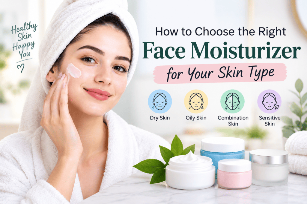 How to choose the right face moisturizer for different skin types, including dry, oily, combination, and sensitive skin.
