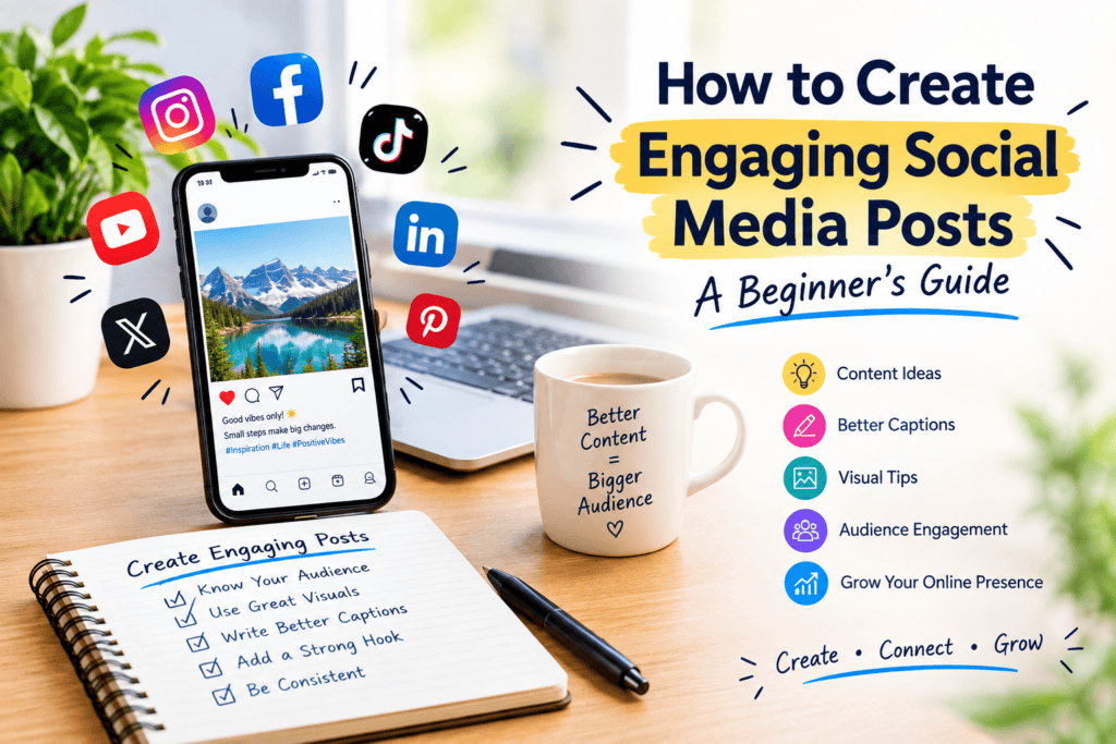 How to create engaging social media posts with content ideas, better captions, visuals, and audience engagement.