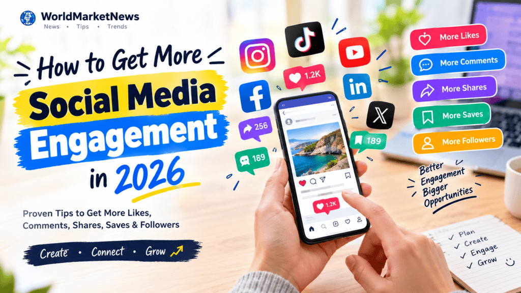 How to Get More Social Media Engagement in 2026 with tips for increasing likes, comments, shares, saves, and followers.